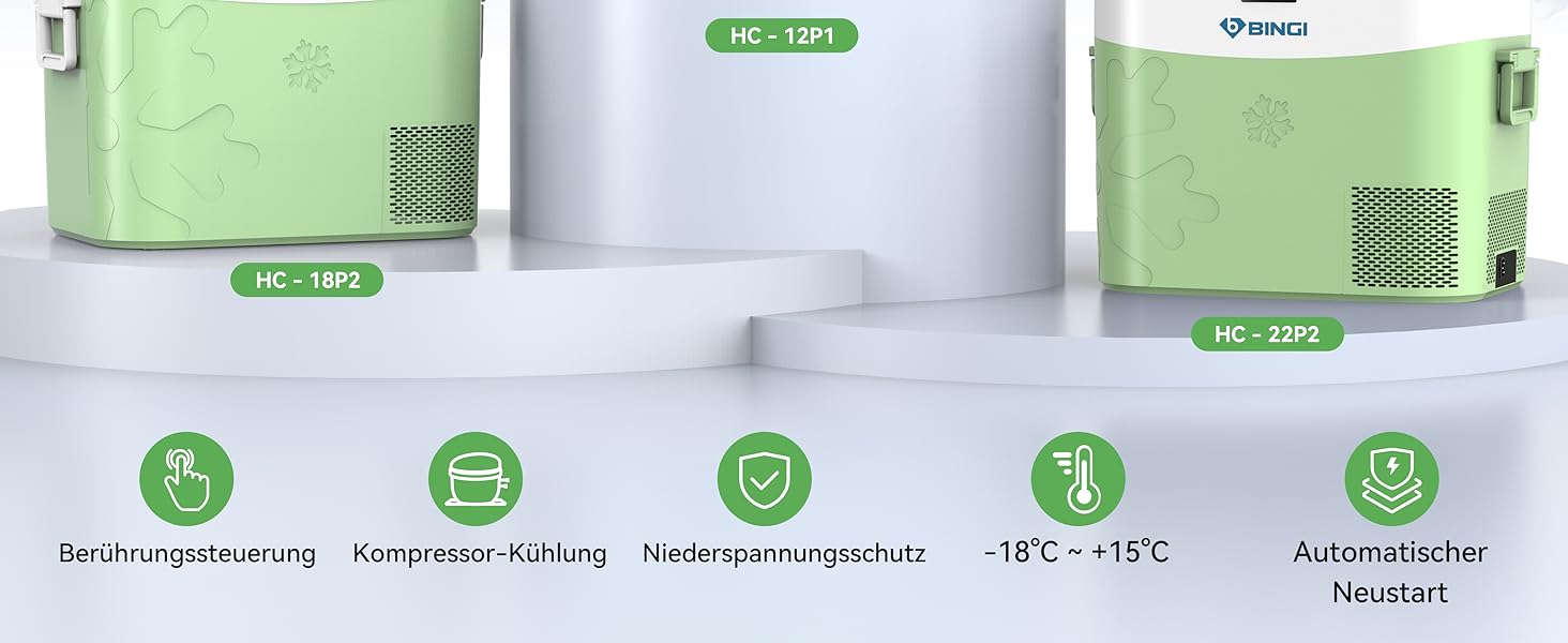 Автохолодильник BINGI 18л портативний 12/24V та 230V, міні-морозильник для авто, кемпінгу, дому (15°C до -18°C), білий