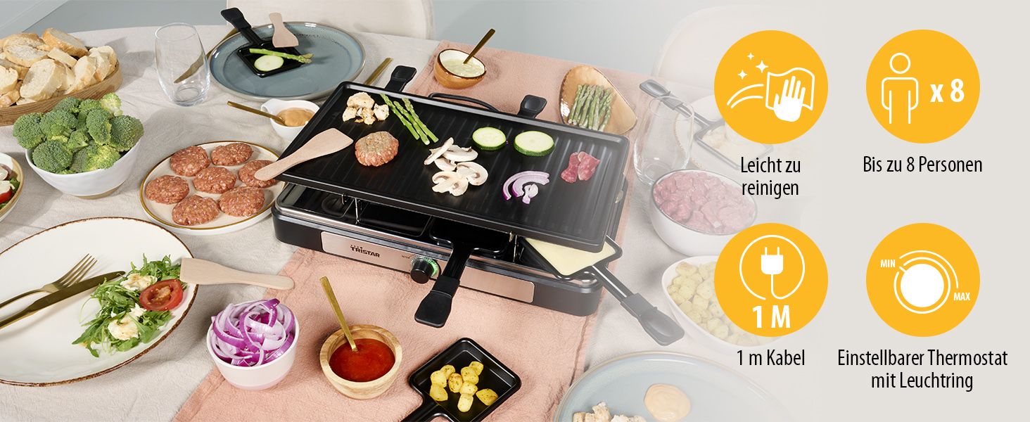Ракле гриль Tristar RA-2746 на 8 осіб – чорний, 1400 Вт