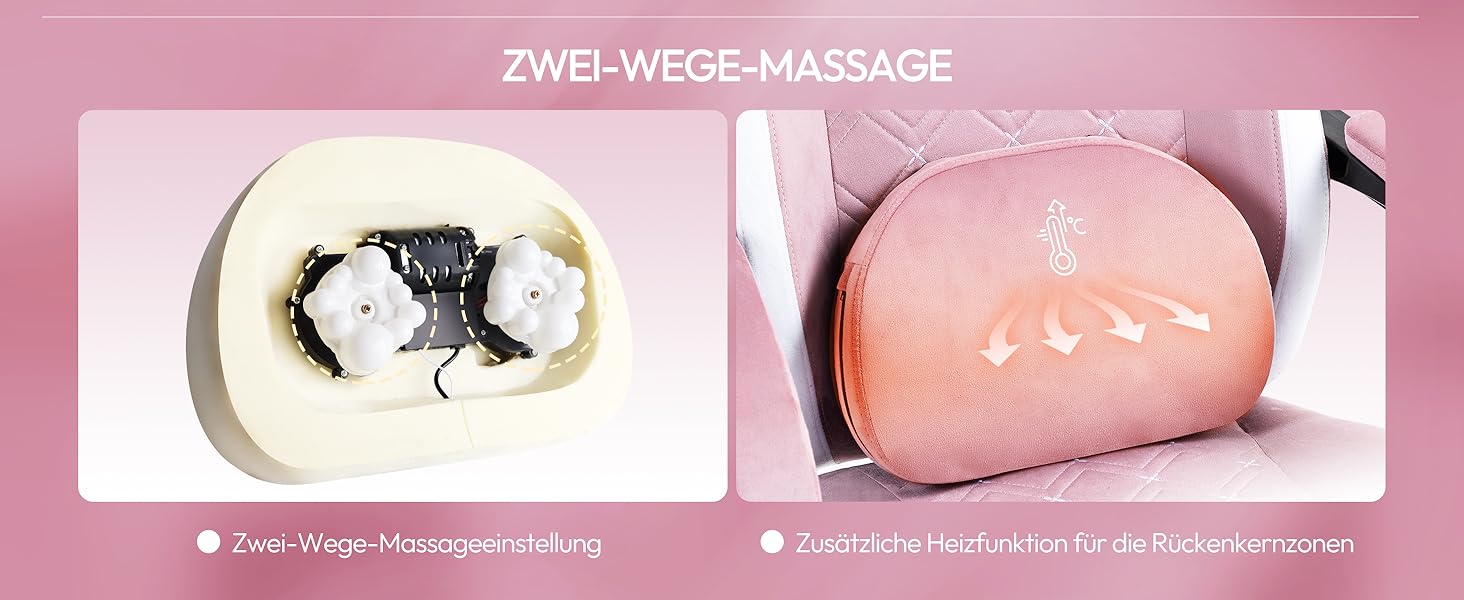 Ігровий крісло Dowinx з масажем, ергономічне, з підставкою для ніг, рожеве, до 200 кг