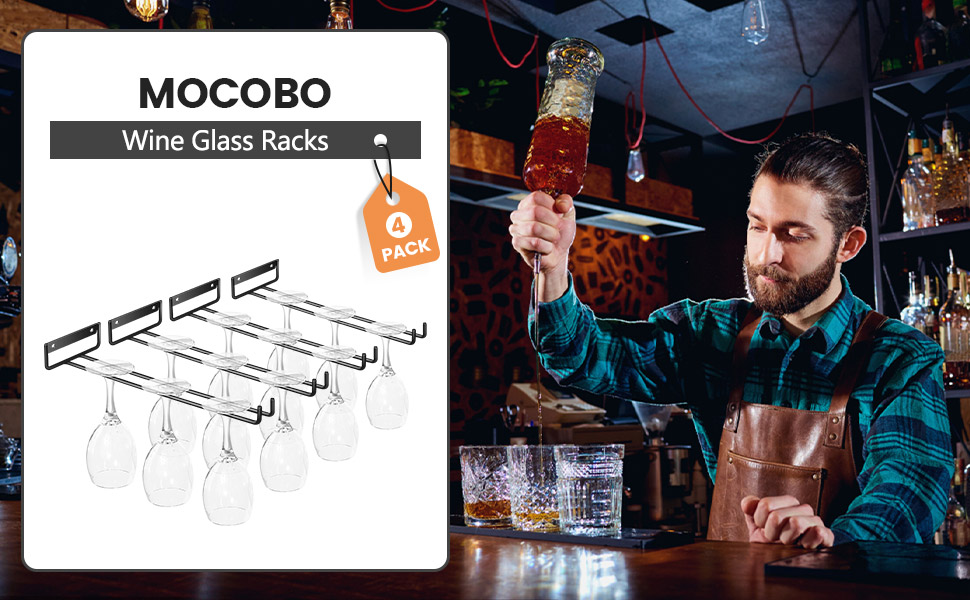 Настінні полиці для келихів MOCOBO (4 шт.), чорний, 30 см