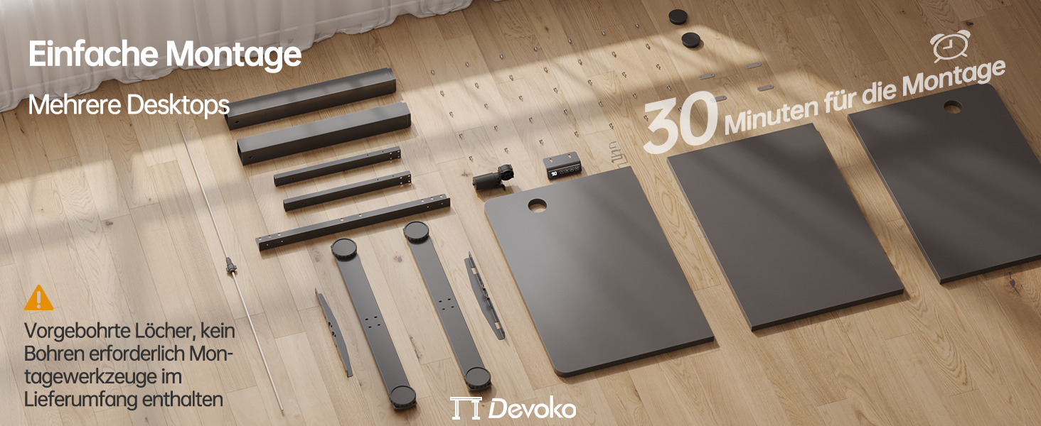 Електричний регульований стіл Devoko 120x60 см: стіл для стоячи/сидячи, офісний, з пам'яттю, чорний