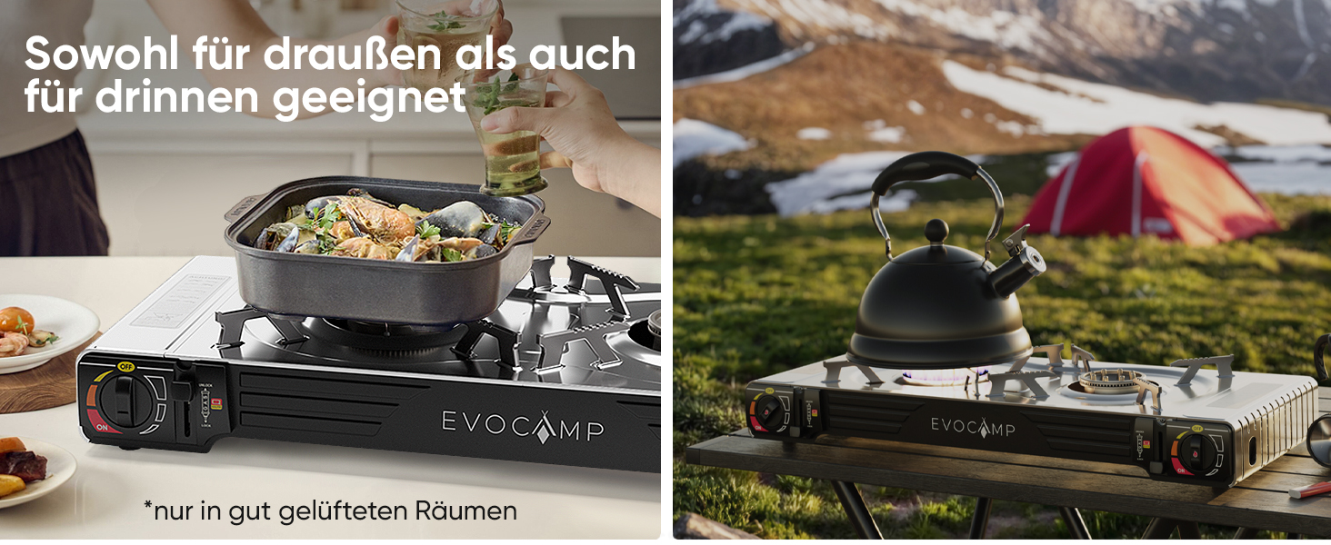 Газовий наметний пальник Gaskocher 2-flammig з п'єзозапалюванням для балончиків MSF-1a 227g - 4 балончики в комплекті