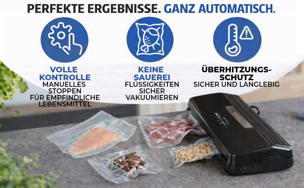 Вакууматор для продуктів BACHWERKE: вакуумний пакувальник з шириною шва 32 см, набором пакетів та рулоном плівки, чорний