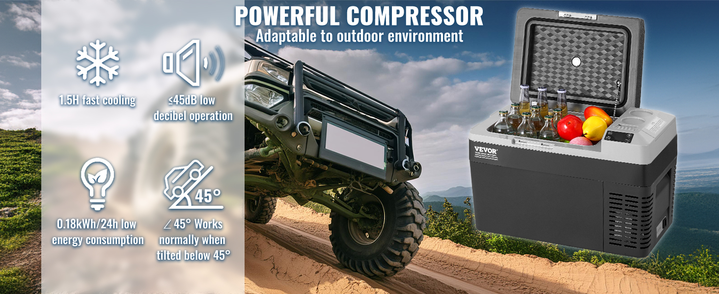 Автохолодильник VEVOR 25л портативний, 12V компресорний -20°C до +20°C для авто, кемпінгу, подорожей