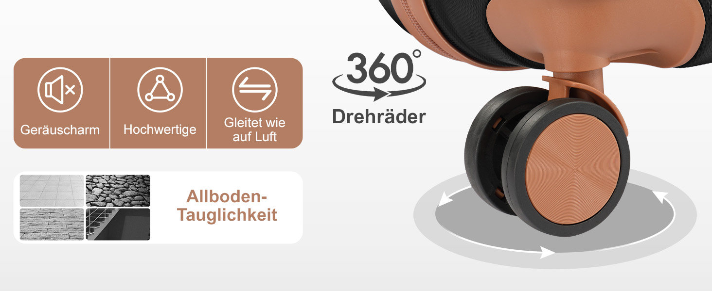 Набір валіз LEADZM 4 шт. з жорстким корпусом, ABS, з колесами, великий дорожній набір, набір валіз з жорстким корпусом, валізи та ролери з косметичкою (Чорний-Коричневий)