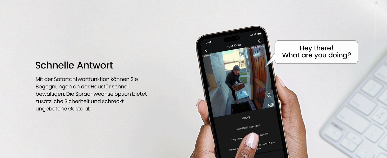 Бездротовий відеодомофон з камерою AOSU 2K HD з PIR-датчиком та детекцією пакунків, сумісний з Alexa