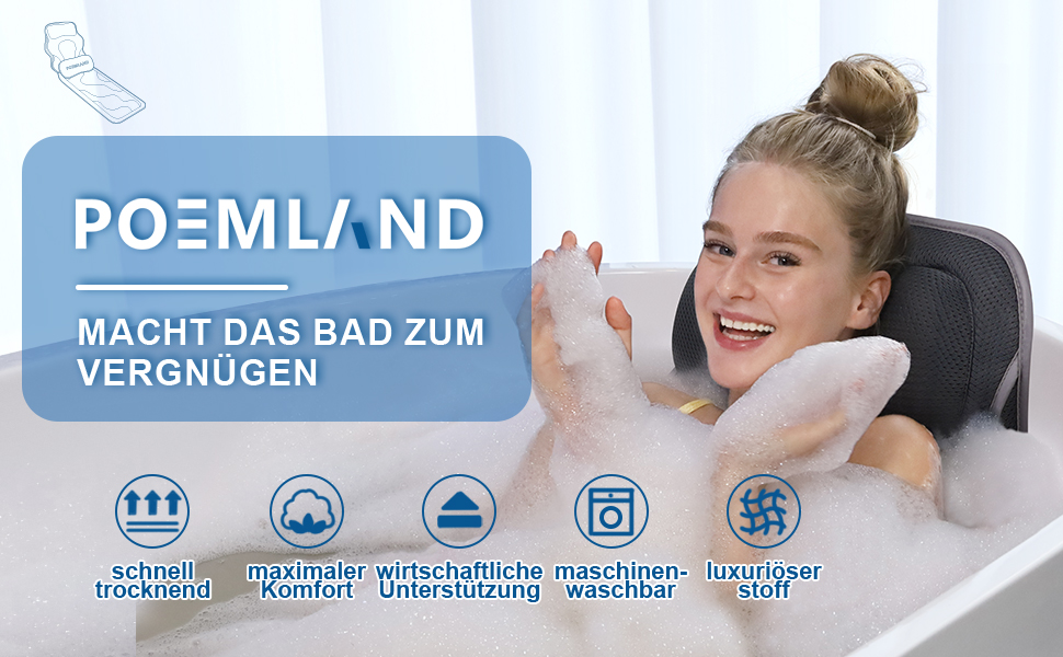 Подушка для ванни Luxus Dicke: повний корпус, підтримка голови, шиї та плечей. Комфорт, розслаблення, аксесуари для спа. Сірий колір