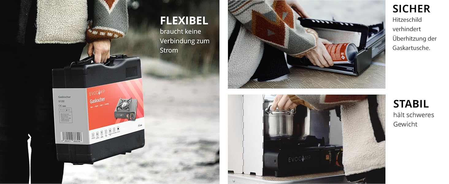 Газовий намет 1-flammig з Piezozündung, туристичний газовий балончик MSF-1a 227 g, туристичний намет з кейсом - ідеально для відпочинку на природі (1-flammiger газовий балончик + 4 газових картриджів)