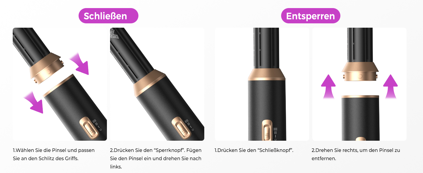 UMIGA Hairstyler 5-в-1: Фен-щітка, стайлер для волосся, випрямляч, плойка, насадки для укладки. Чорний колір