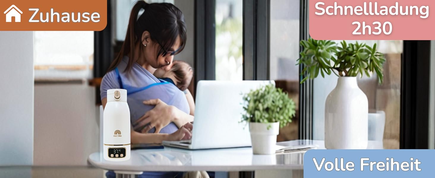 Jolly Mino: Портативний підігрівач пляшок 500 мл – Бездротовий, з нержавіючої сталі, для дитячого харчування та води – Ідеальний для подорожей, авто та літака