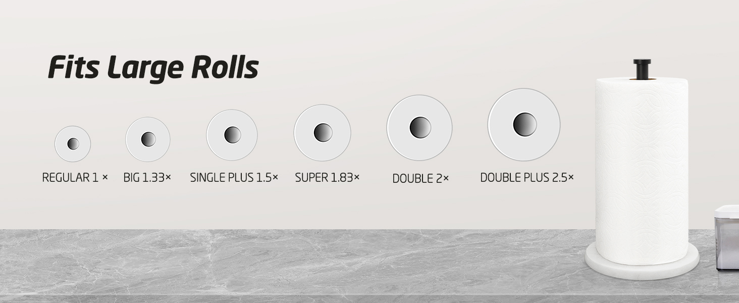 Тримач для паперових рушників KES з мармуром та нержавіючої сталі SUS304, підстільний, чорний, 20 см