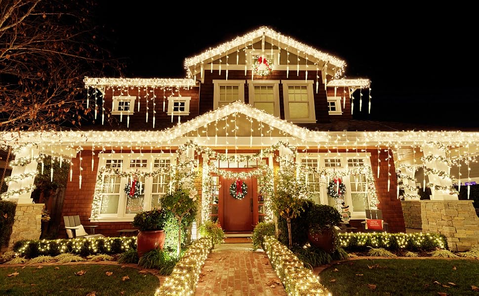 EASTERNSTAR Льодогенератор світлодіодна гірлянда 20м, 200 LED, тепле біле світло, водонепроникна, для декору саду, вечірки, весілля, Різдва