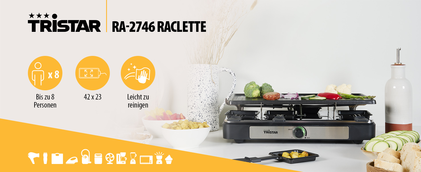 Ракле гриль Tristar RA-2746 на 8 осіб – чорний, 1400 Вт