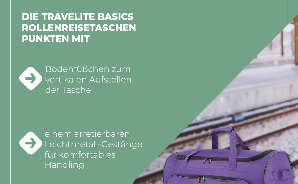 Дорожня сумка на колесах Travelite Basics Fresh L, 89 л, лілова, 71 см