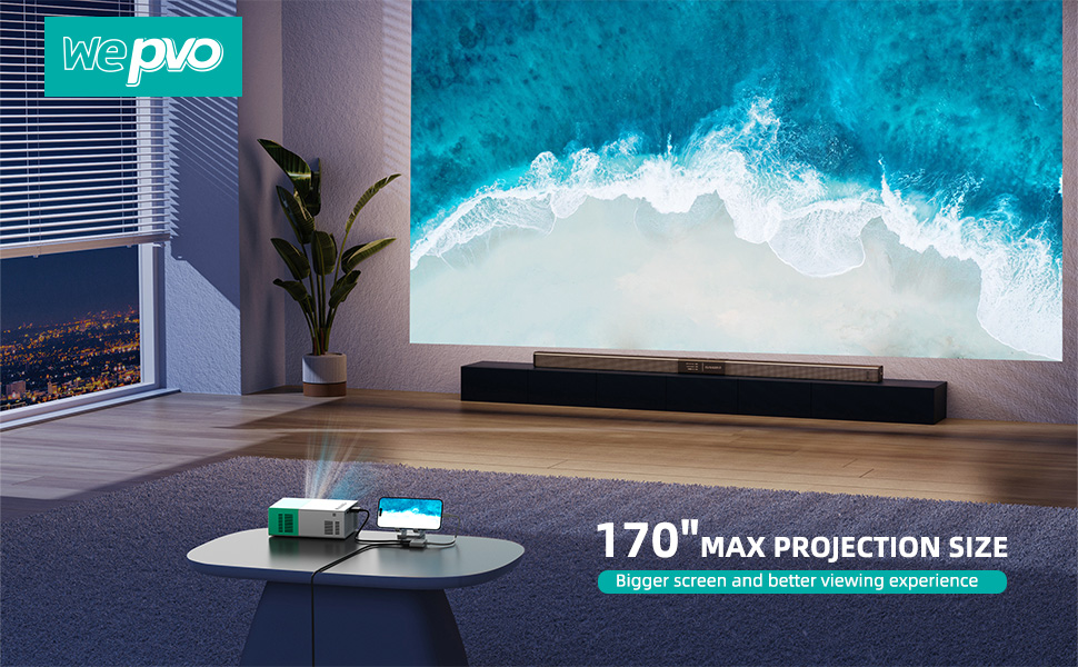 Портативний проєктор Mini Beamer YG300Plus Max: LED проєктор для дому та на відкритому повітрі з HDMI, USB, Type-C та пультом ДУ