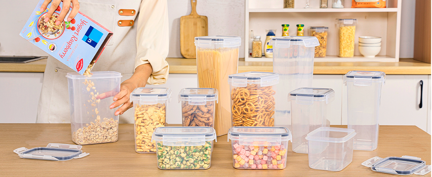 Vtopmart Набори контейнерів для зберігання продуктів з кришкою, 32 шт. BPA-free, для кухні, борошно, цукор, крупи, з ручкою та етикетками