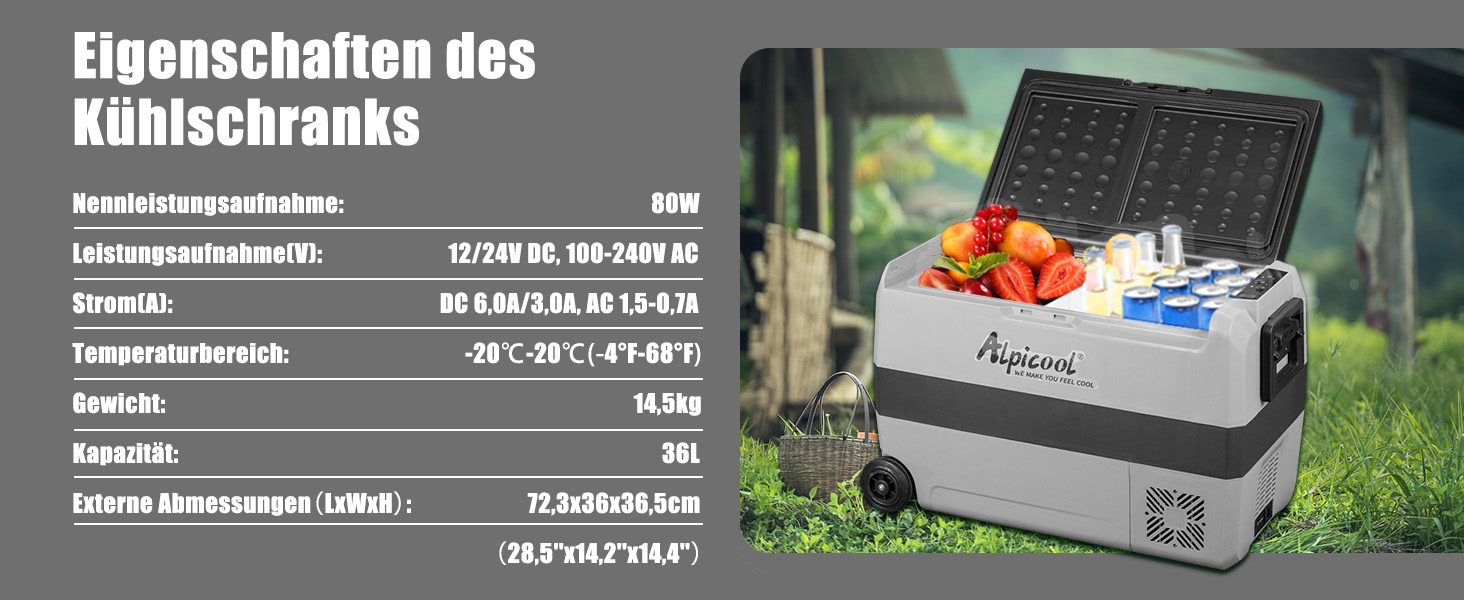 Автомобільний холодильник Alpicool T60 компресорний 50л (-20°C до 20°C) 12V/220V для авто, кемпінгу, човна з USB
