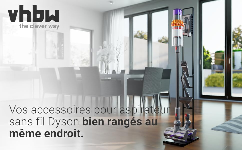 Підставка-тримач vhbw для пилососів Dyson V16 Gen5, V15s Submarine, V15 Detect, V12 Slim, V11, V10, V8, V7, V6 — стійка основа для акумуляторного пилососа