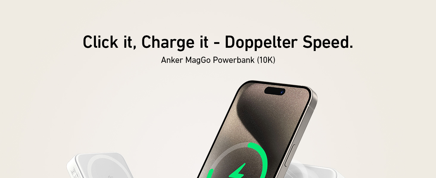 Вт MagSafe Powerbank, 10 000 мАг, дисплей і підставка, включаючи кабель USB-C (білий), 15