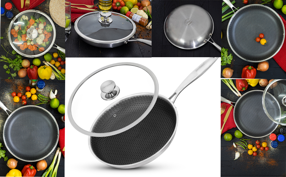 INTIGNIS® Сковорода з кришкою – 30 см / 6 л – з антипригарним покриттям | Стійка до подряпин | Глибока | Без хімікатів | Сковорода з нержавіючої сталі