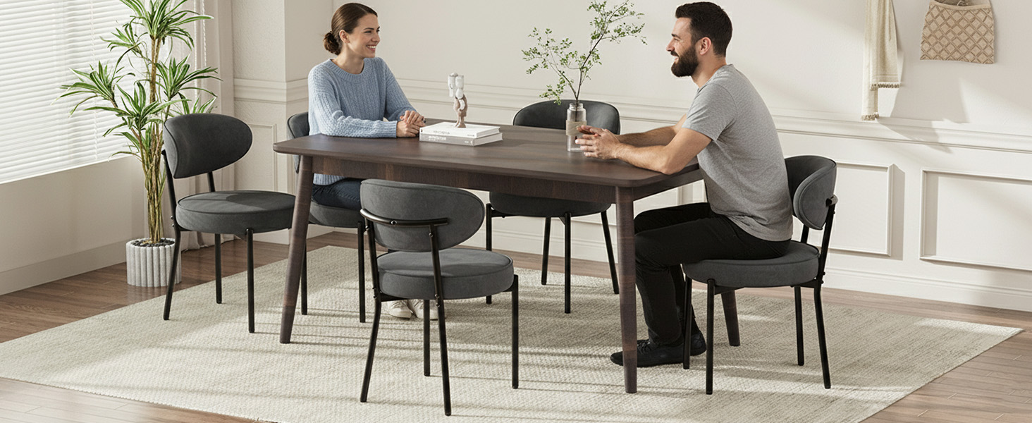 Обідні стільці COLAMY з м'яким сидінням 10 см – Сучасні стільці з плюшевої тканини Teddy, з міцним металевим каркасом – Для кухні та вітальні, Білий (Сірий, 2 шт.)