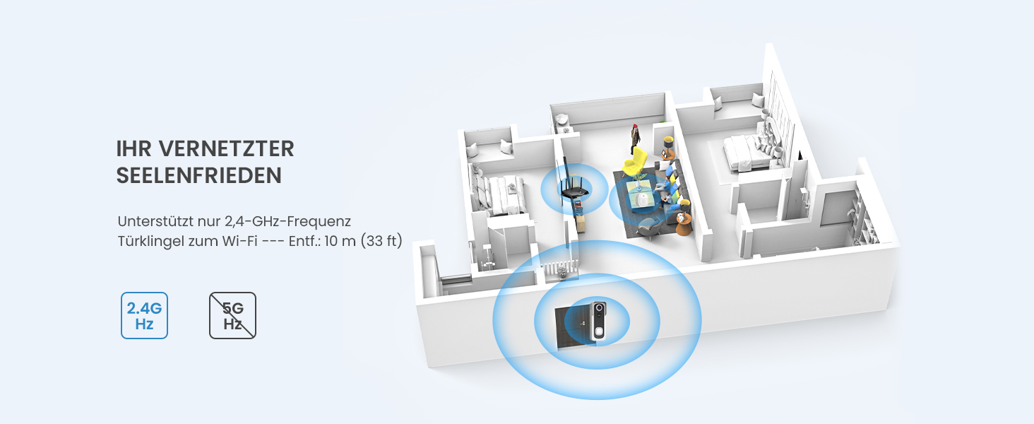 Відеодзвінок ieGeek 2K з камерою, бездротовий, IP66, AI-розпізнавання руху, нічне бачення, без підписки, сумісний з Alexa, Wi-Fi 2.4GHz, з внутрішнім дзвінком (білий)