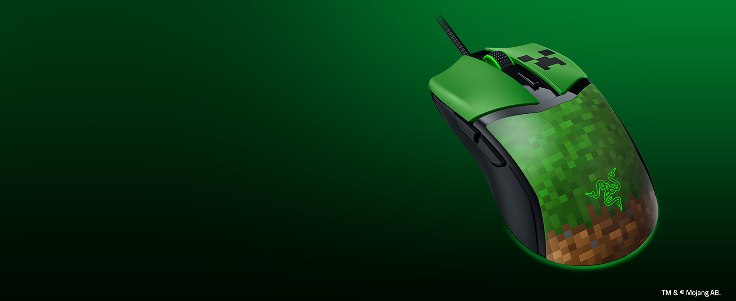 Ігрова миша Razer Cobra Minecraft: легка дротова миша з RGB-підсвіткою Chroma, оптичними перемикачами 3-го покоління, вага 57 г, чорна