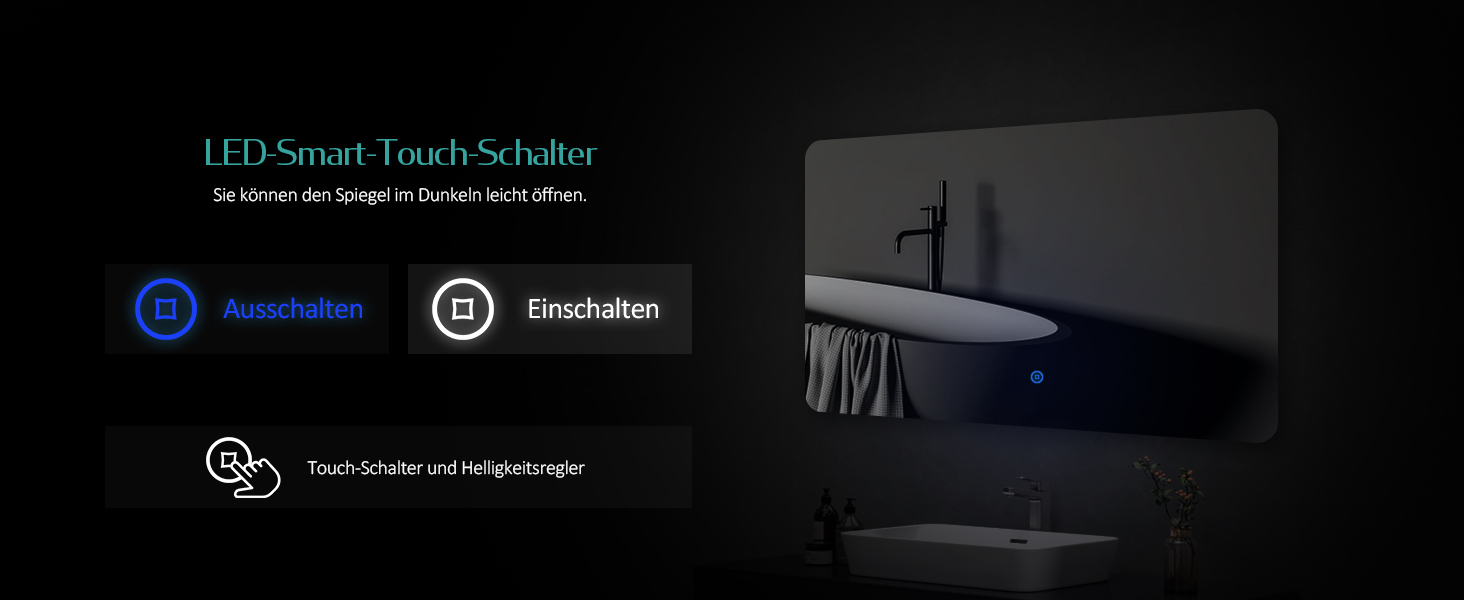 Дзеркало для ванної кімнати EMKE з підсвічуванням 60x80 см, антизапотівальне, сенсорне, 3 режими освітлення, таймер 3 години