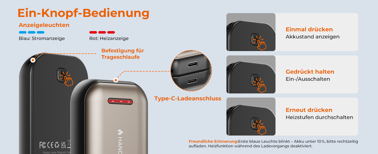 Електричний гріє для рук Fitabok 2 шт. – 6000mAh, магнітний, USB-C, 3 рівні нагріву до 55°C, для активного відпочинку, кемпінгу, гольфу, синдром Рейно