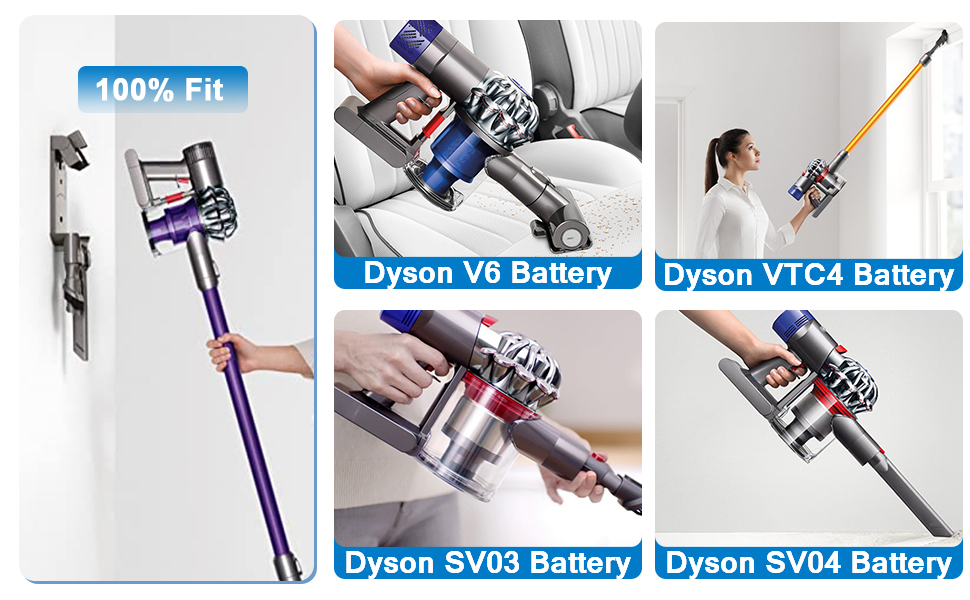 Змінна батарея на 8000 мАг для пилососа Dyson V6/DC62/SV03/DC58/DC59/DC61/DC72/DC74/SV05/SV06/SV07/SV09