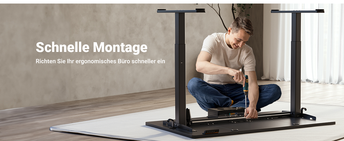 Регульований стіл Claiks з підйомною механізмом (FSC®), вантажопідйомність 80 кг, 3 функції пам'яті, гачки, тихий мотор, для дому та офісу, білий (180 x 80 см, чорний)