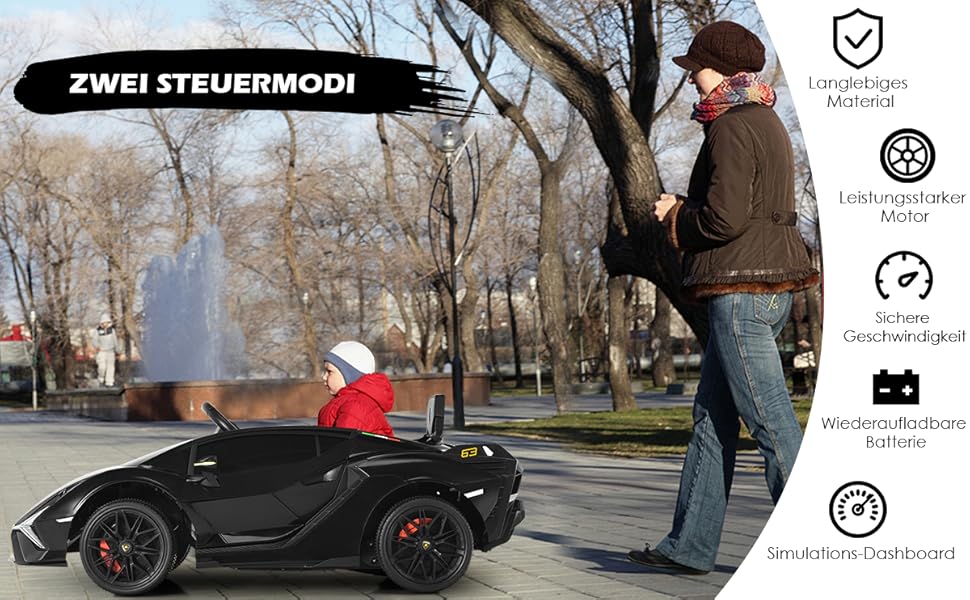 Дитячий електромобіль Lamborghini GOPLUS, з пультом керування, Bluetooth, USB, музика, 3–5 км/год, для дітей 3–8 років, білий/чорний