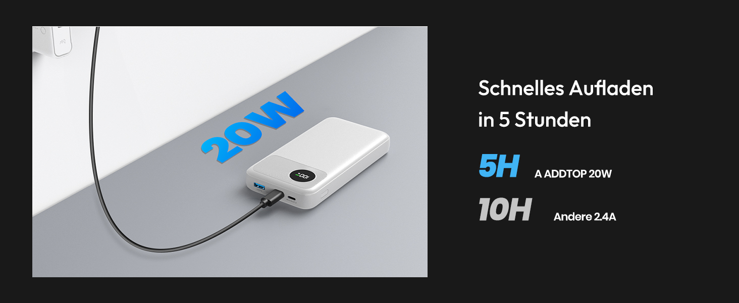 Вт, USB-C PD3.0 QC4.0, портативний зарядний пристрій для iPhone та смартфонів, 20000mAh, 22,5