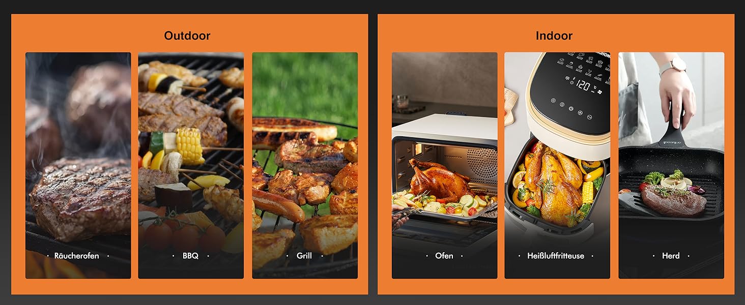 Термометр для м'яса з дистанційним моніторингом 130 м, для гриля, духовки, коптильні та кухні, термометр для гриля, IPX7 водонепроникний, відстеження температури в реальному часі, сумісний з iOS/Android, сріблясто-сірий