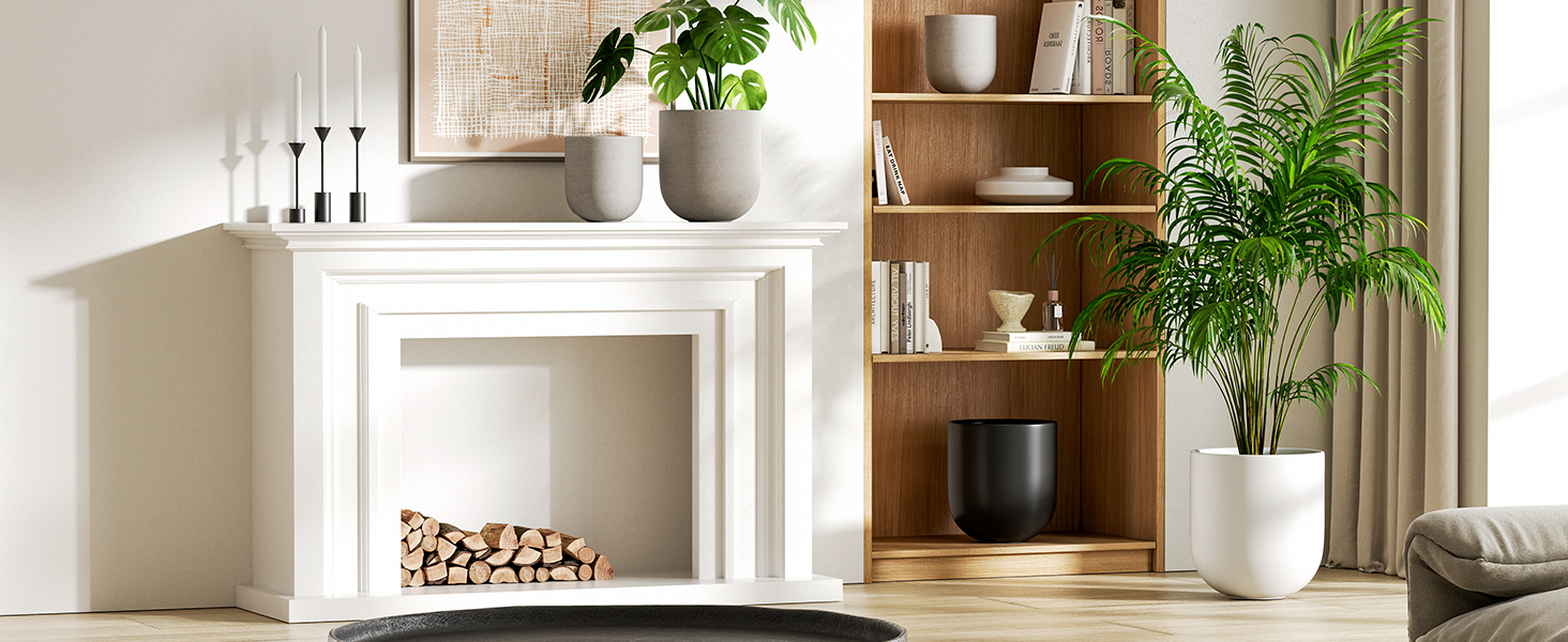 Керамічні горщики для квітів LE TAUCI, 20 см (сірий) з дренажним отвором