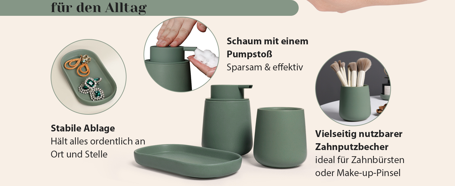 Набір для ванної кімнати блакитного кольору, керамічний аксесуар для ванної кімнати, 3-частинний, декоративний набір мильниць, стаканчика для зубної пасти та підставки для прикрас, підходить для ванної кімнати, умивальника, готелю