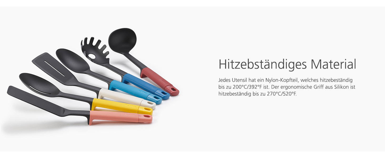 Набір кухонних помічників Joseph Joseph Elevate, 6 предметів з поворотним підставкою, ергономічні силіконові ручки, антипригарне покриття (Блок, Синій/Червоний/Білий)