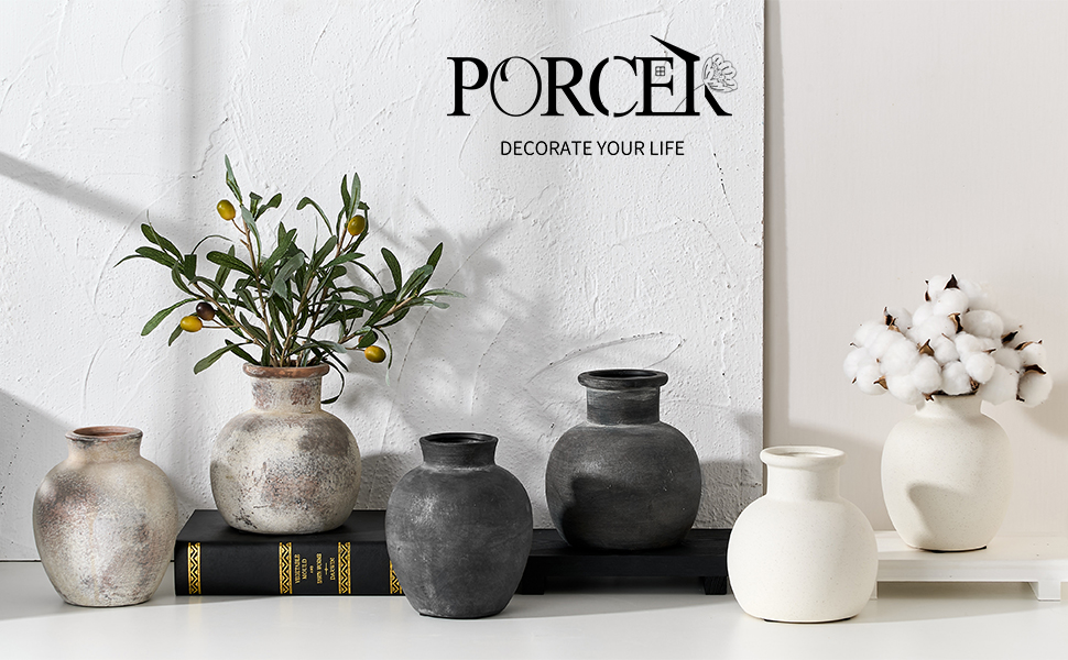 Керамічна ваза для квітів у стилі Богеми, 15.2 см, сіро-чорна, для декору дому, теракота