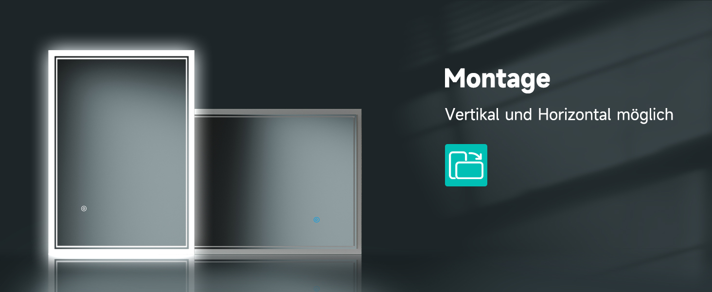 Дзеркало для ванної кімнати SONNI LED з підсвічуванням 80x60 см, прямокутне, біле