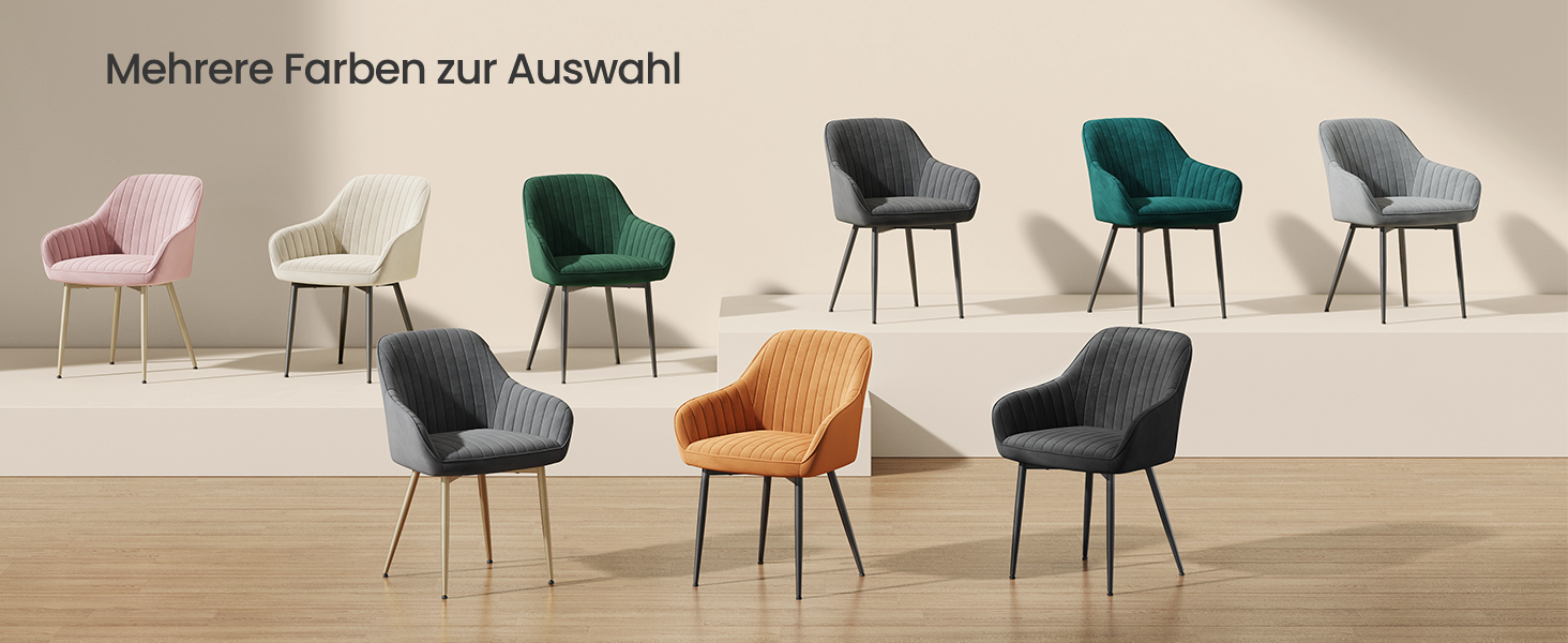 Крісло SONGMICS для їдальні/кухні, з м'яким сидінням та підлокітниками, велюр, сіро-чорний колір, до 120 кг, металеві ніжки, 1 шт.