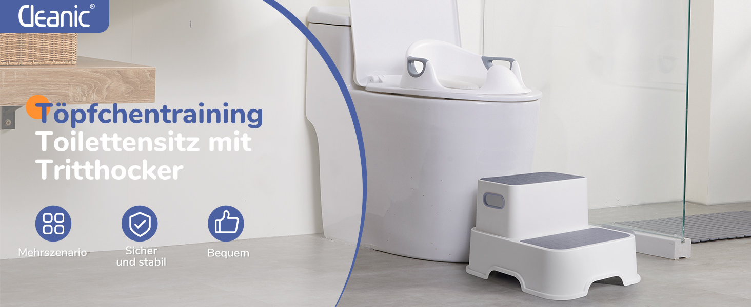 Унітаз дитячий з драбинкою та підставкою Deanic (Сірий) для дітей від 1 до 6 років + 2 подушки та щітка