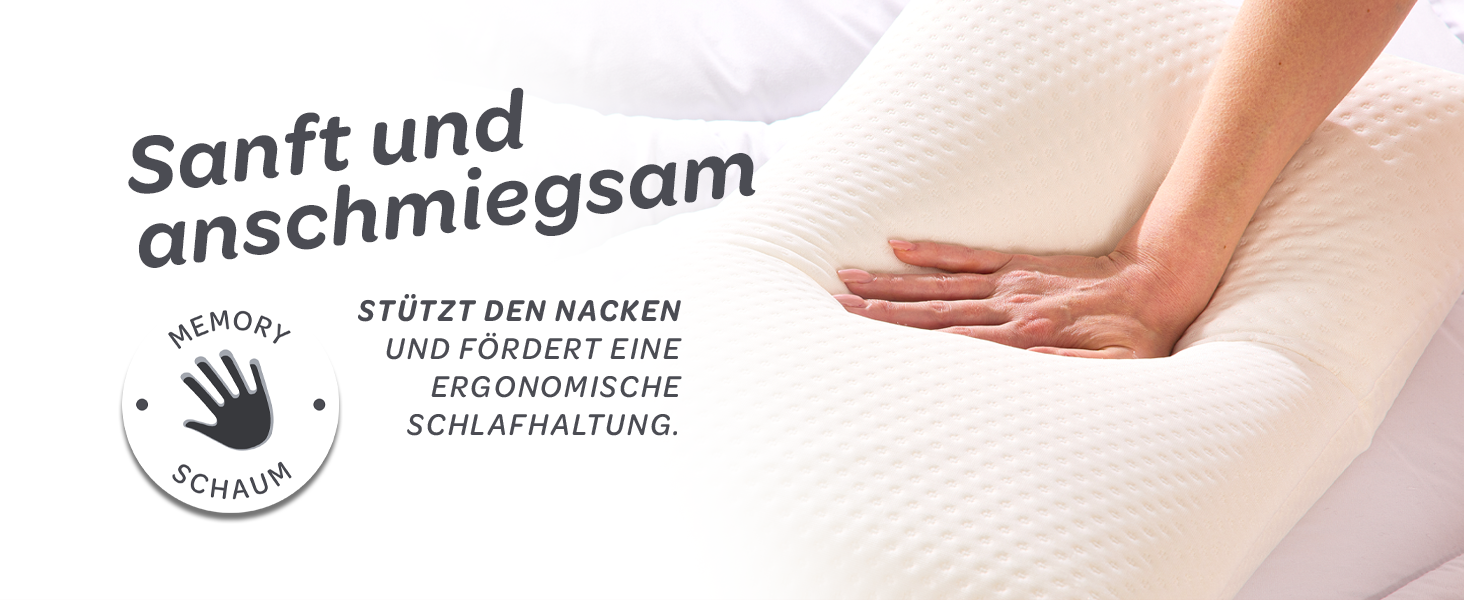 Ортопедична подушка для шиї Dunlopillo з ефектом пам'яті (Memory Foam), ергономічна підтримка при болях у шиї, 55x35x11 см