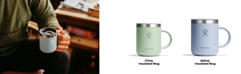 Термокружка Hydro Flask 354 мл (12 oz) з нержавіючої сталі, чорна, з кришкою та ручкою