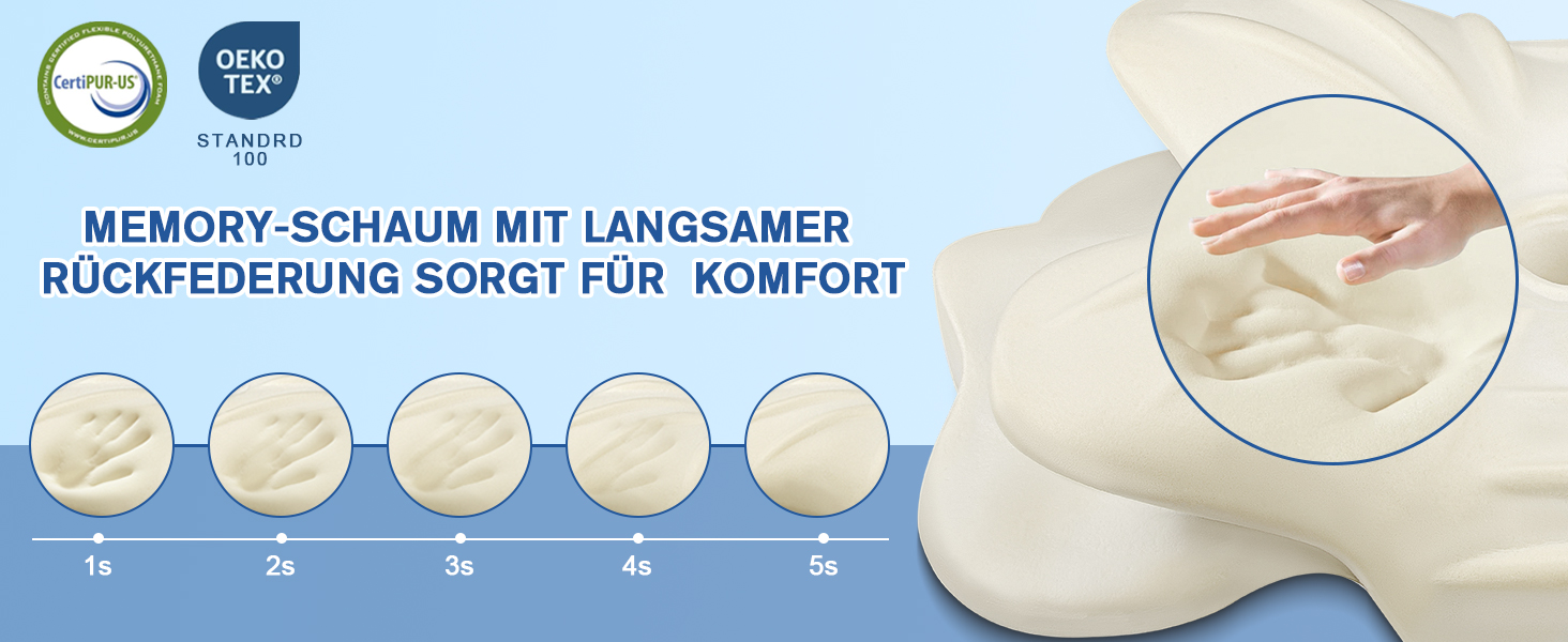 Ортопедична подушка для шиї з Memory Foam, проти болю в шиї та плечах, знімний чохол, сіра