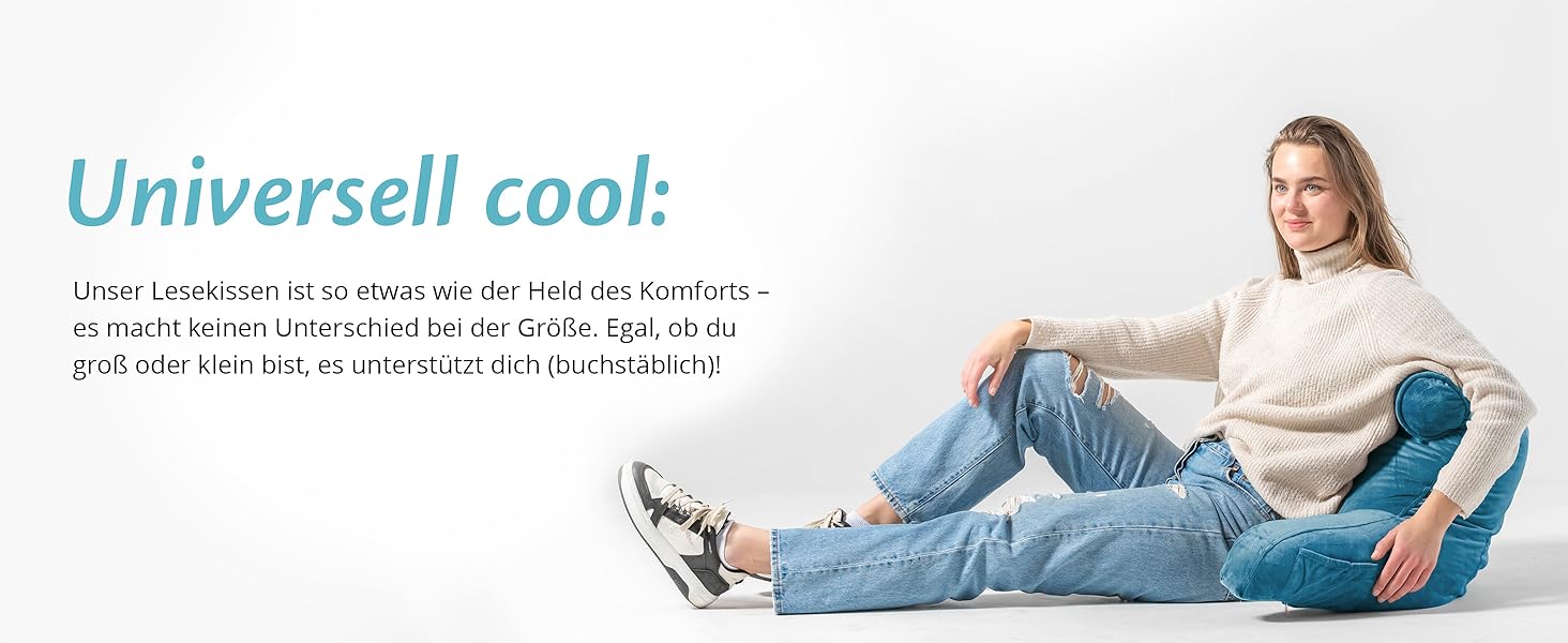 Подушка для читання Ella Lesekissen для ліжка та дивану з знімною подушкою для шиї - спинна подушка для ліжка. Зроблена з піни з пам'яті з підлокітниками, ідеально підходить для читання, перегляду телевізора, відпочинку або як спинна підтримка (Блакитний)