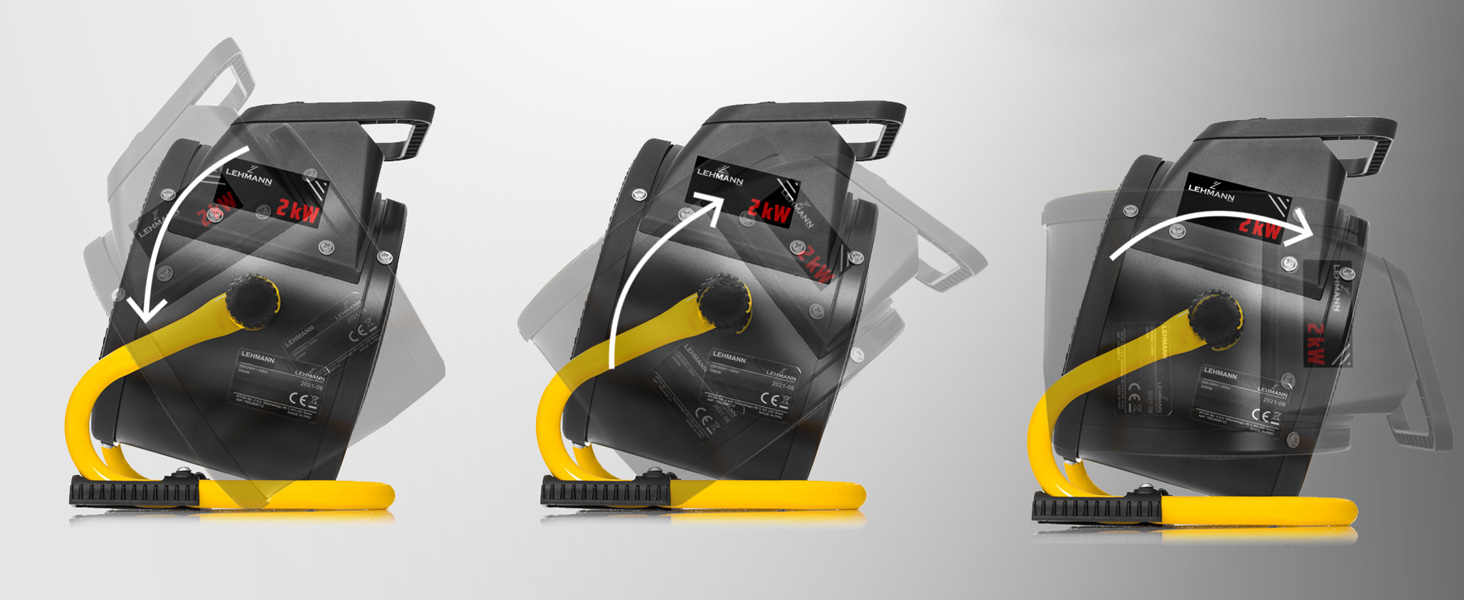 Електричний обігрівач-вентилятор Lehmann Thermoventilator для швидкого обігріву | 3 режими, термостат, нахил, ручка | для невеликих приміщень (2000 Вт)