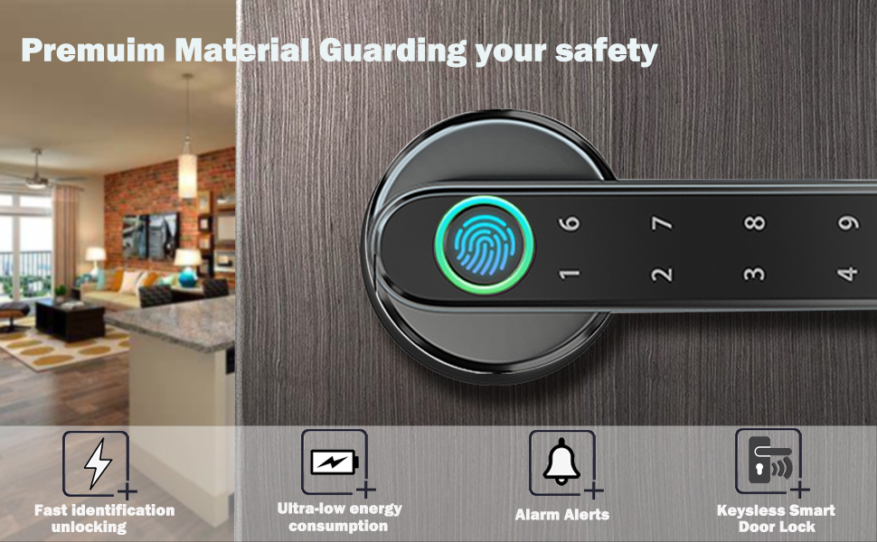 Розумний замок з відбитком пальця Smart 5-в-1: App-керування, відбиток пальця, IC-карта, пароль, запасний ключ. Електронний цифровий замок для дверей. Підходить для розумних дверей срібного кольору.