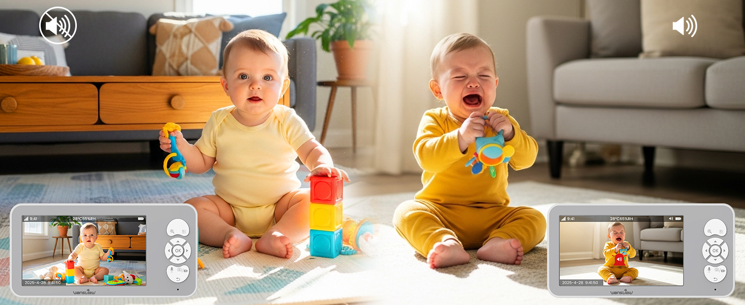 Відеоняня Wansview з камерою 1080P, Wi-Fi 2.4/5 GHz, нічна зйомка, датчик руху/звуку, двосторонній зв'язок, відстеження, контроль температури