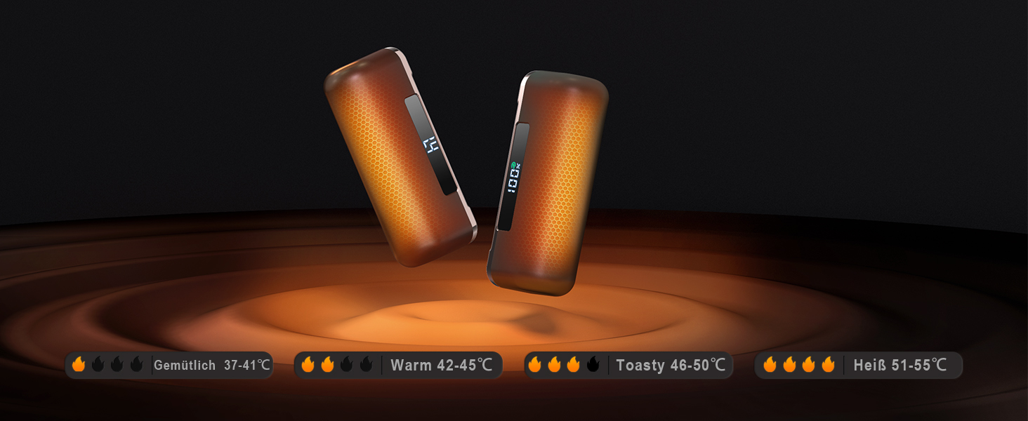 Електричний грір для рук - 10000mAh, магнітний, 2 шт., 4 режими нагріву, до 55°C, швидкий нагрів, USB power bank, чорний