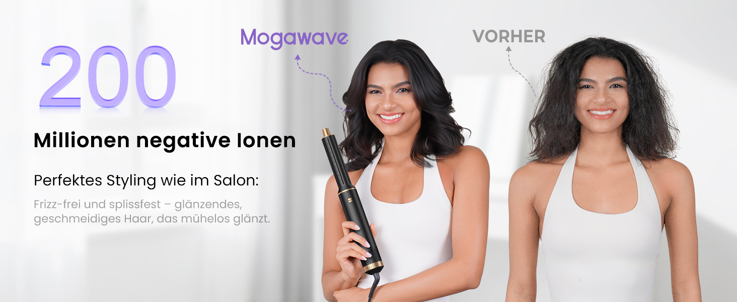 Mogawave Airstyler 5-в-1 Pro 1000W: Фен-щітка, стайлер для волосся з іонізацією (чорний)
